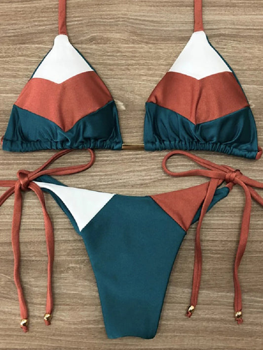 Multicolor  Push Up Ribbed Bikini